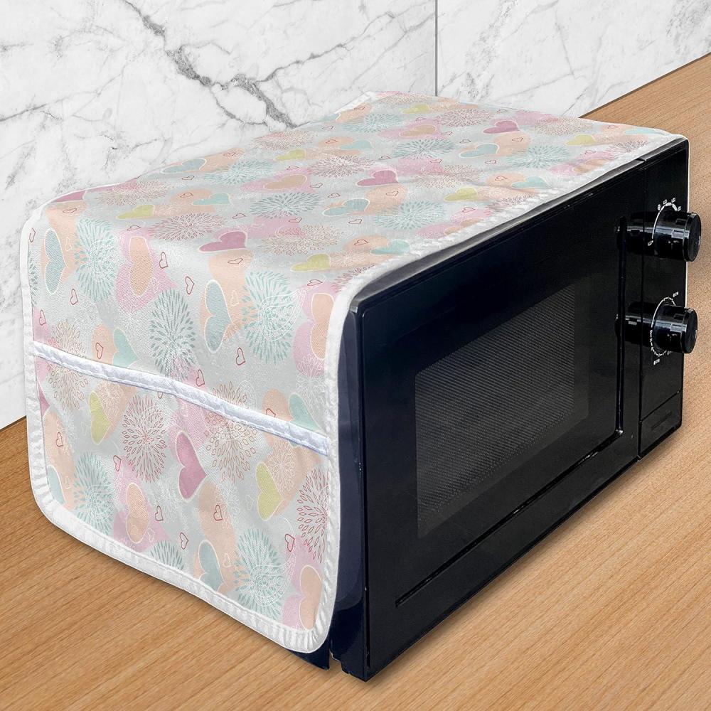 imageAmbesonne Valentines Microwave Oven Cover Love Themed Flowers Hearts and Paisleys in a Colorful Romantic Illustration Water Resistant Organizer with Pockets for Kitchen 36 x 12 MulticolorMulticolor
