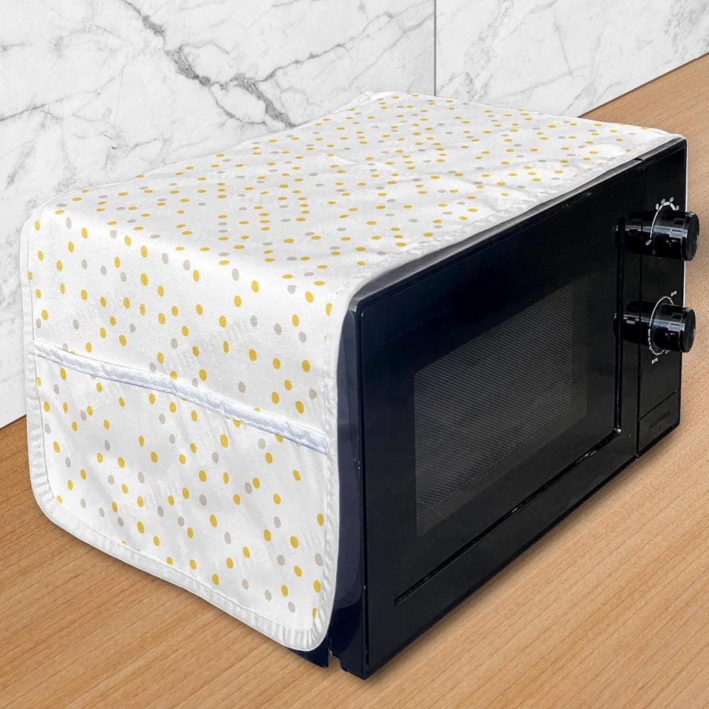 imageAmbesonne Vintage Valentine Microwave Oven Cover Hearts and Rounds on Curvilinear Lines Water Resistant Organizer with Pockets for Kitchen 36 x 12 Pale Pink PinkEarth Yellow Pale Tan