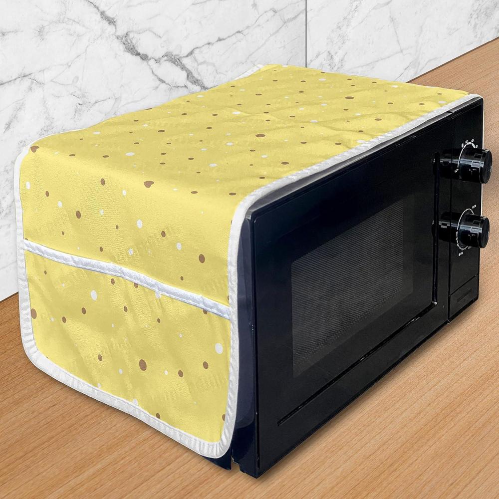 imageAmbesonne Vintage Valentine Microwave Oven Cover Hearts and Rounds on Curvilinear Lines Water Resistant Organizer with Pockets for Kitchen 36 x 12 Pale Pink PinkPastel Yellow Pale Brown