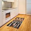 Ambesonne Cat Area Rug, Romantic Date Night of Kitties Drinking Milkshake Cozy Night Scene Valentines, Flat Woven Accent Rug for Living Room Bedroom Dining Room, 4′ X 5′ 7″, Dark Blue Apricot(Petrol Blue and Orange)