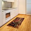 Ambesonne Cat Area Rug, Romantic Date Night of Kitties Drinking Milkshake Cozy Night Scene Valentines, Flat Woven Accent Rug for Living Room Bedroom Dining Room, 4′ X 5′ 7″, Dark Blue Apricot(Marigold Salmon)