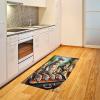 Ambesonne Cat Area Rug, Romantic Date Night of Kitties Drinking Milkshake Cozy Night Scene Valentines, Flat Woven Accent Rug for Living Room Bedroom Dining Room, 4′ X 5′ 7″, Dark Blue Apricot(Green Orange)