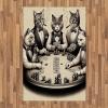 Ambesonne Cat Area Rug, Romantic Date Night of Kitties Drinking Milkshake Cozy Night Scene Valentines, Flat Woven Accent Rug for Living Room Bedroom Dining Room, 4′ X 5′ 7″, Dark Blue Apricot(Ivory Dark Taupe)