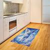 Ambesonne Cat Area Rug, Romantic Date Night of Kitties Drinking Milkshake Cozy Night Scene Valentines, Flat Woven Accent Rug for Living Room Bedroom Dining Room, 4′ X 5′ 7″, Dark Blue Apricot(Azure Blue Pale Pink)