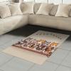 Ambesonne Cat Area Rug, Romantic Date Night of Kitties Drinking Milkshake Cozy Night Scene Valentines, Flat Woven Accent Rug for Living Room Bedroom Dining Room, 4′ X 5′ 7″, Dark Blue Apricot(Grey Orange and Pale Tan)