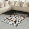 Ambesonne Cat Area Rug, Romantic Date Night of Kitties Drinking Milkshake Cozy Night Scene Valentines, Flat Woven Accent Rug for Living Room Bedroom Dining Room, 4′ X 5′ 7″, Dark Blue Apricot(Orange Brown Pale Blue)