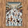 Ambesonne Cat Area Rug, Romantic Date Night of Kitties Drinking Milkshake Cozy Night Scene Valentines, Flat Woven Accent Rug for Living Room Bedroom Dining Room, 4′ X 5′ 7″, Dark Blue Apricot(Orange Brown Pale Blue)