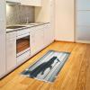 Ambesonne Cat Area Rug, Romantic Date Night of Kitties Drinking Milkshake Cozy Night Scene Valentines, Flat Woven Accent Rug for Living Room Bedroom Dining Room, 4′ X 5′ 7″, Dark Blue Apricot(Dark Blue Grey Off White)