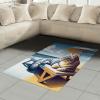 Ambesonne Cat Area Rug, Romantic Date Night of Kitties Drinking Milkshake Cozy Night Scene Valentines, Flat Woven Accent Rug for Living Room Bedroom Dining Room, 4′ X 5′ 7″, Dark Blue Apricot(Blue Pale Mustard)
