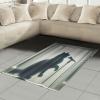 Ambesonne Cat Area Rug, Romantic Date Night of Kitties Drinking Milkshake Cozy Night Scene Valentines, Flat Woven Accent Rug for Living Room Bedroom Dining Room, 4′ X 5′ 7″, Dark Blue Apricot(Dark Blue Grey Off White)