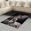 Ambesonne Cat Area Rug, Romantic Date Night of Kitties Drinking Milkshake Cozy Night Scene Valentines, Flat Woven Accent Rug for Living Room Bedroom Dining Room, 4′ X 5′ 7″, Dark Blue Apricot(Dark Purple Grey Coconut)