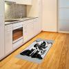 Ambesonne Cat Area Rug, Romantic Date Night of Kitties Drinking Milkshake Cozy Night Scene Valentines, Flat Woven Accent Rug for Living Room Bedroom Dining Room, 4′ X 5′ 7″, Dark Blue Apricot(Pale Grey Charcoal Grey)