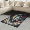 Ambesonne Cat Area Rug, Romantic Date Night of Kitties Drinking Milkshake Cozy Night Scene Valentines, Flat Woven Accent Rug for Living Room Bedroom Dining Room, 4′ X 5′ 7″, Dark Blue Apricot(Dark Night Blue Vermilion)