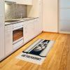 Ambesonne Cat Area Rug, Romantic Date Night of Kitties Drinking Milkshake Cozy Night Scene Valentines, Flat Woven Accent Rug for Living Room Bedroom Dining Room, 4′ X 5′ 7″, Dark Blue Apricot(Dark Blue Ivory)