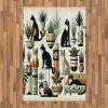 Ambesonne Cat Area Rug, Romantic Date Night of Kitties Drinking Milkshake Cozy Night Scene Valentines, Flat Woven Accent Rug for Living Room Bedroom Dining Room, 4′ X 5′ 7″, Dark Blue Apricot(Black Ginger Mint Green)