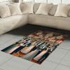 Ambesonne Cat Area Rug, Romantic Date Night of Kitties Drinking Milkshake Cozy Night Scene Valentines, Flat Woven Accent Rug for Living Room Bedroom Dining Room, 4′ X 5′ 7″, Dark Blue Apricot(Petrol Blue and Orange)