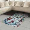 Ambesonne Cat Area Rug, Romantic Date Night of Kitties Drinking Milkshake Cozy Night Scene Valentines, Flat Woven Accent Rug for Living Room Bedroom Dining Room, 4′ X 5′ 7″, Dark Blue Apricot(Soft Blue Burnt Orange)