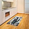 Ambesonne Cat Area Rug, Romantic Date Night of Kitties Drinking Milkshake Cozy Night Scene Valentines, Flat Woven Accent Rug for Living Room Bedroom Dining Room, 4′ X 5′ 7″, Dark Blue Apricot(Charcoal Grey White)