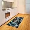 Ambesonne Cat Area Rug, Romantic Date Night of Kitties Drinking Milkshake Cozy Night Scene Valentines, Flat Woven Accent Rug for Living Room Bedroom Dining Room, 4′ X 5′ 7″, Dark Blue Apricot(Dark Slate Blue and Amber)