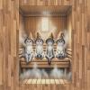Ambesonne Cat Area Rug, Romantic Date Night of Kitties Drinking Milkshake Cozy Night Scene Valentines, Flat Woven Accent Rug for Living Room Bedroom Dining Room, 4′ X 5′ 7″, Dark Blue Apricot(Pastel Brown and Pale Grey)