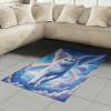 Ambesonne Cat Area Rug, Romantic Date Night of Kitties Drinking Milkshake Cozy Night Scene Valentines, Flat Woven Accent Rug for Living Room Bedroom Dining Room, 4′ X 5′ 7″, Dark Blue Apricot(Azure Blue Pale Pink)