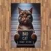 Ambesonne Cat Area Rug, Romantic Date Night of Kitties Drinking Milkshake Cozy Night Scene Valentines, Flat Woven Accent Rug for Living Room Bedroom Dining Room, 4′ X 5′ 7″, Dark Blue Apricot(Umber and Pale Blue Grey)