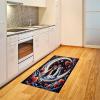 Ambesonne Cat Area Rug, Romantic Date Night of Kitties Drinking Milkshake Cozy Night Scene Valentines, Flat Woven Accent Rug for Living Room Bedroom Dining Room, 4′ X 5′ 7″, Dark Blue Apricot(Indigo and Scarlet)