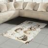 Ambesonne Cat Area Rug, Romantic Date Night of Kitties Drinking Milkshake Cozy Night Scene Valentines, Flat Woven Accent Rug for Living Room Bedroom Dining Room, 4′ X 5′ 7″, Dark Blue Apricot(Ivory Pale Brown Grey)
