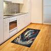 Ambesonne Cat Area Rug, Romantic Date Night of Kitties Drinking Milkshake Cozy Night Scene Valentines, Flat Woven Accent Rug for Living Room Bedroom Dining Room, 4′ X 5′ 7″, Dark Blue Apricot(Dark Night Blue Vermilion)