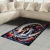 Ambesonne Cat Area Rug, Romantic Date Night of Kitties Drinking Milkshake Cozy Night Scene Valentines, Flat Woven Accent Rug for Living Room Bedroom Dining Room, 4′ X 5′ 7″, Dark Blue Apricot(Indigo and Scarlet)