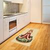 Ambesonne Cat Area Rug, Romantic Date Night of Kitties Drinking Milkshake Cozy Night Scene Valentines, Flat Woven Accent Rug for Living Room Bedroom Dining Room, 4′ X 5′ 7″, Dark Blue Apricot(Cream Hunter Green and Orange)