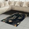 Ambesonne Cat Area Rug, Romantic Date Night of Kitties Drinking Milkshake Cozy Night Scene Valentines, Flat Woven Accent Rug for Living Room Bedroom Dining Room, 4′ X 5′ 7″, Dark Blue Apricot(Charcoal Grey)