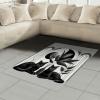 Ambesonne Cat Area Rug, Romantic Date Night of Kitties Drinking Milkshake Cozy Night Scene Valentines, Flat Woven Accent Rug for Living Room Bedroom Dining Room, 4′ X 5′ 7″, Dark Blue Apricot(Pale Grey Charcoal Grey)