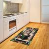 Ambesonne Cat Area Rug, Romantic Date Night of Kitties Drinking Milkshake Cozy Night Scene Valentines, Flat Woven Accent Rug for Living Room Bedroom Dining Room, 4′ X 5′ 7″, Dark Blue Apricot(Green Paprika Beige)