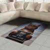 Ambesonne Cat Area Rug, Romantic Date Night of Kitties Drinking Milkshake Cozy Night Scene Valentines, Flat Woven Accent Rug for Living Room Bedroom Dining Room, 4′ X 5′ 7″, Dark Blue Apricot(Umber and Pale Blue Grey)