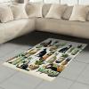 Ambesonne Cat Area Rug, Romantic Date Night of Kitties Drinking Milkshake Cozy Night Scene Valentines, Flat Woven Accent Rug for Living Room Bedroom Dining Room, 4′ X 5′ 7″, Dark Blue Apricot(Black Ginger Mint Green)