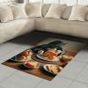 Ambesonne Cat Area Rug, Romantic Date Night of Kitties Drinking Milkshake Cozy Night Scene Valentines, Flat Woven Accent Rug for Living Room Bedroom Dining Room, 4′ X 5′ 7″, Dark Blue Apricot(Marigold and Charcoal Grey)