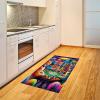 Ambesonne Cat Area Rug, Romantic Date Night of Kitties Drinking Milkshake Cozy Night Scene Valentines, Flat Woven Accent Rug for Living Room Bedroom Dining Room, 4′ X 5′ 7″, Dark Blue Apricot(Magenta Orange and Purple)