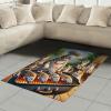 Ambesonne Cat Area Rug, Romantic Date Night of Kitties Drinking Milkshake Cozy Night Scene Valentines, Flat Woven Accent Rug for Living Room Bedroom Dining Room, 4′ X 5′ 7″, Dark Blue Apricot(Green Orange)