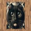 Ambesonne Cat Area Rug, Romantic Date Night of Kitties Drinking Milkshake Cozy Night Scene Valentines, Flat Woven Accent Rug for Living Room Bedroom Dining Room, 4′ X 5′ 7″, Dark Blue Apricot(Charcoal Grey)