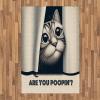 Ambesonne Cat Area Rug, Romantic Date Night of Kitties Drinking Milkshake Cozy Night Scene Valentines, Flat Woven Accent Rug for Living Room Bedroom Dining Room, 4′ X 5′ 7″, Dark Blue Apricot(Dark Blue Ivory)