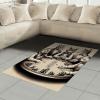 Ambesonne Cat Area Rug, Romantic Date Night of Kitties Drinking Milkshake Cozy Night Scene Valentines, Flat Woven Accent Rug for Living Room Bedroom Dining Room, 4′ X 5′ 7″, Dark Blue Apricot(Ivory Dark Taupe)
