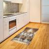 Ambesonne Cat Area Rug, Romantic Date Night of Kitties Drinking Milkshake Cozy Night Scene Valentines, Flat Woven Accent Rug for Living Room Bedroom Dining Room, 4′ X 5′ 7″, Dark Blue Apricot(Pastel Brown and Pale Grey)