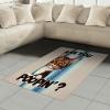 Ambesonne Cat Area Rug, Romantic Date Night of Kitties Drinking Milkshake Cozy Night Scene Valentines, Flat Woven Accent Rug for Living Room Bedroom Dining Room, 4′ X 5′ 7″, Dark Blue Apricot(Blue Coconut Chocolate)