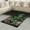 Ambesonne Cat Area Rug, Romantic Date Night of Kitties Drinking Milkshake Cozy Night Scene Valentines, Flat Woven Accent Rug for Living Room Bedroom Dining Room, 4′ X 5′ 7″, Dark Blue Apricot(Green and Multicolor)
