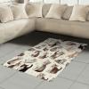 Ambesonne Cat Area Rug, Romantic Date Night of Kitties Drinking Milkshake Cozy Night Scene Valentines, Flat Woven Accent Rug for Living Room Bedroom Dining Room, 4′ X 5′ 7″, Dark Blue Apricot(Off White Taupe and Grey)