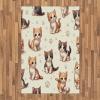Ambesonne Cat Area Rug, Romantic Date Night of Kitties Drinking Milkshake Cozy Night Scene Valentines, Flat Woven Accent Rug for Living Room Bedroom Dining Room, 4′ X 5′ 7″, Dark Blue Apricot(Ivory Apricot and Dark Grey)
