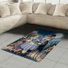 Ambesonne Cat Area Rug, Romantic Date Night of Kitties Drinking Milkshake Cozy Night Scene Valentines, Flat Woven Accent Rug for Living Room Bedroom Dining Room, 4′ X 5′ 7″, Dark Blue Apricot(Night Blue Rose Apricot)