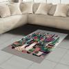 Ambesonne Cat Area Rug, Romantic Date Night of Kitties Drinking Milkshake Cozy Night Scene Valentines, Flat Woven Accent Rug for Living Room Bedroom Dining Room, 4′ X 5′ 7″, Dark Blue Apricot(Teal Pink and Purple)
