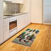 Ambesonne Cat Area Rug, Romantic Date Night of Kitties Drinking Milkshake Cozy Night Scene Valentines, Flat Woven Accent Rug for Living Room Bedroom Dining Room, 4′ X 5′ 7″, Dark Blue Apricot(Jade Green Grey Orange)